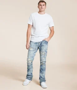 Smoke Rise® Lazy Stacked Flare Stretch Jean Taylor Blue Outlet