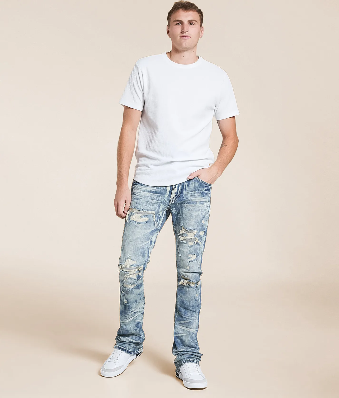 Smoke Rise® Lazy Stacked Flare Stretch Jean Taylor Blue Outlet