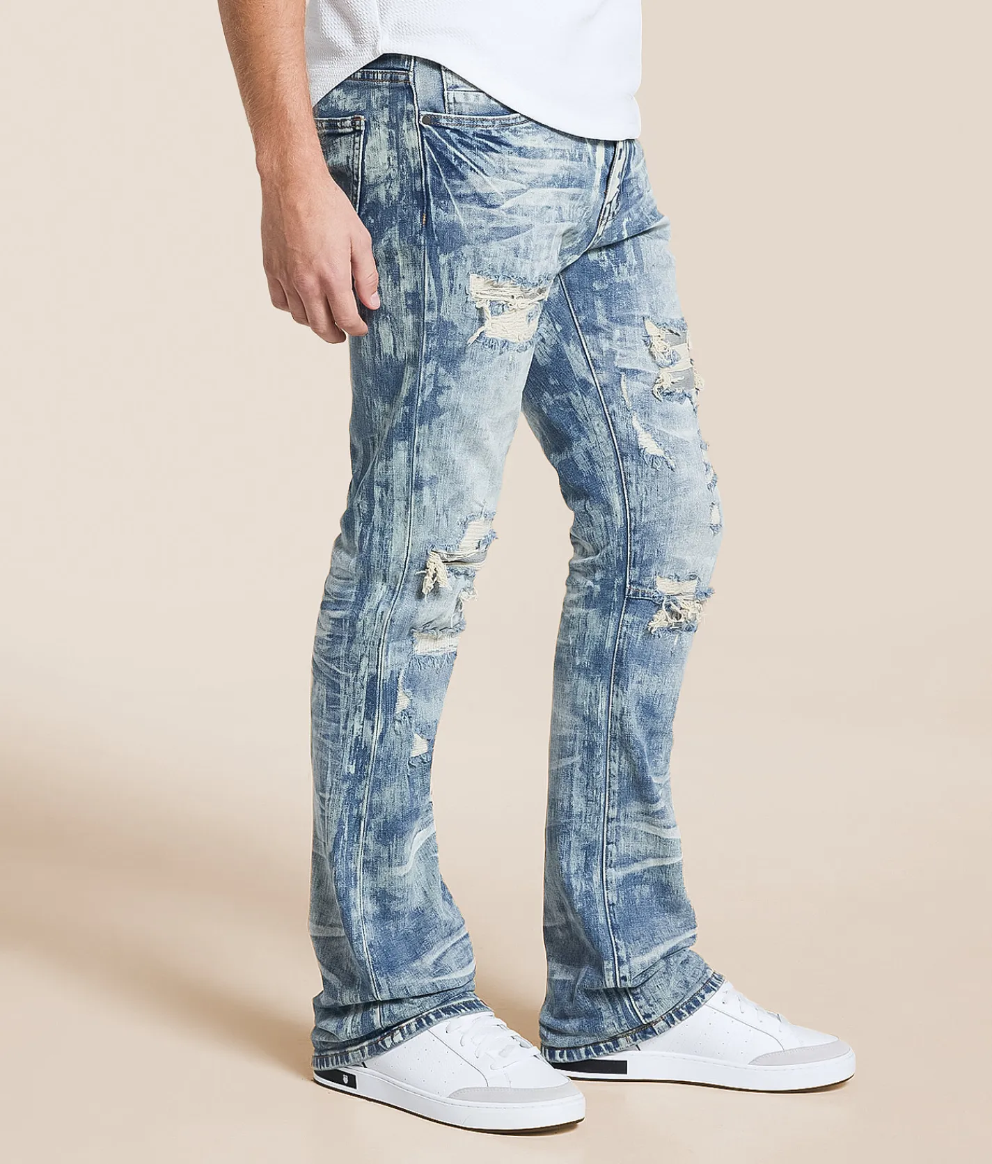 Smoke Rise® Lazy Stacked Flare Stretch Jean Taylor Blue Outlet