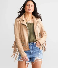 Mauritius Leather Fringe Jacket Cognac Outlet