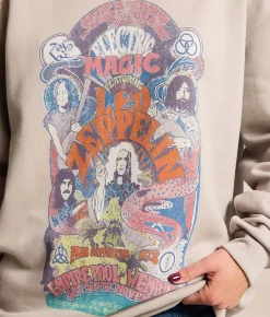 Life Clothing Led Zeppelin Oversized Band Pullover Opal Grey Clearance