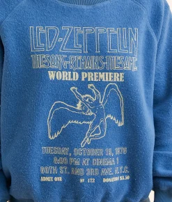 Tops | Life Clothing Led Zeppelin Reverse Fleece Band Pullover Cobalt