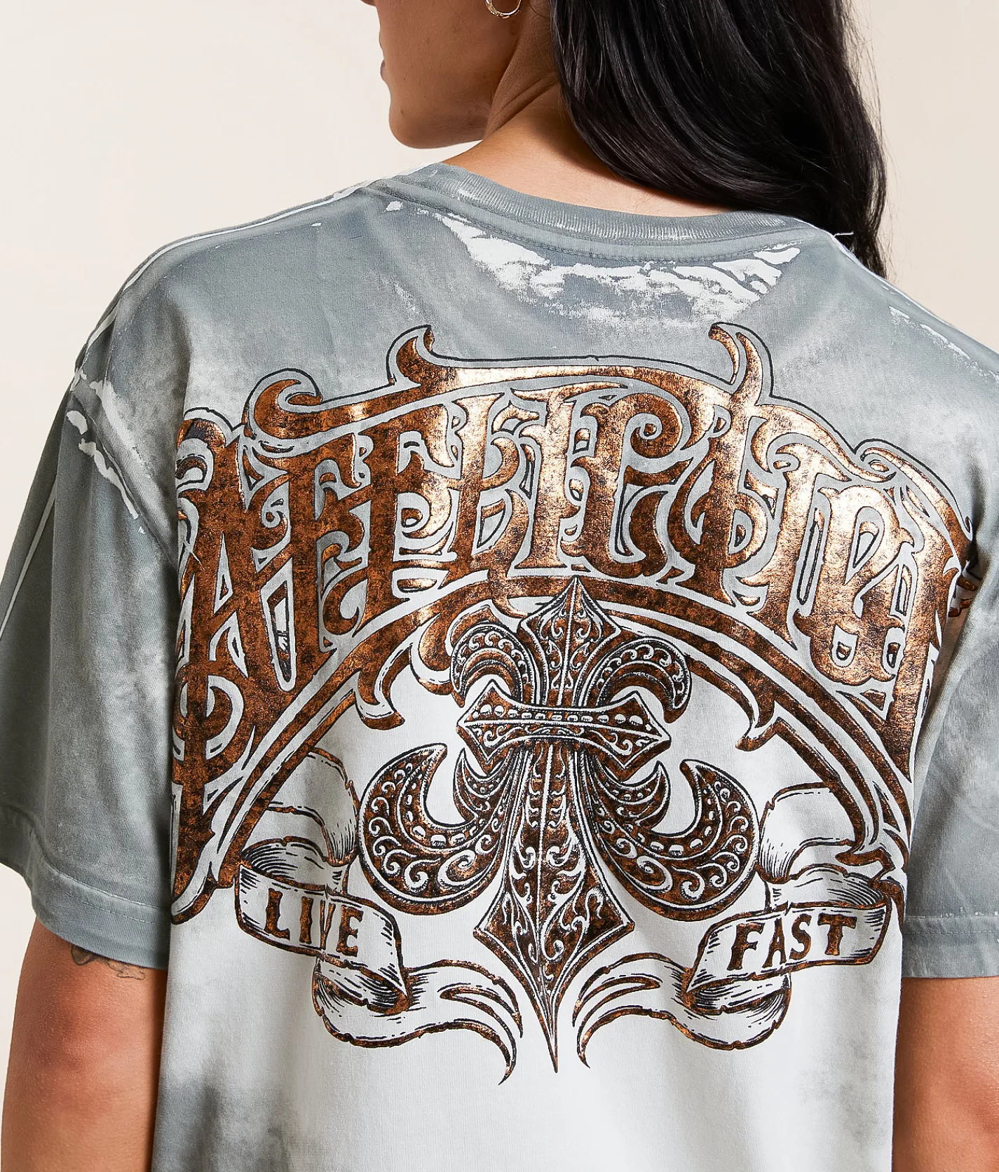 Tops | Affliction Legacy Cut-Out T-Shirt Off White Reactive