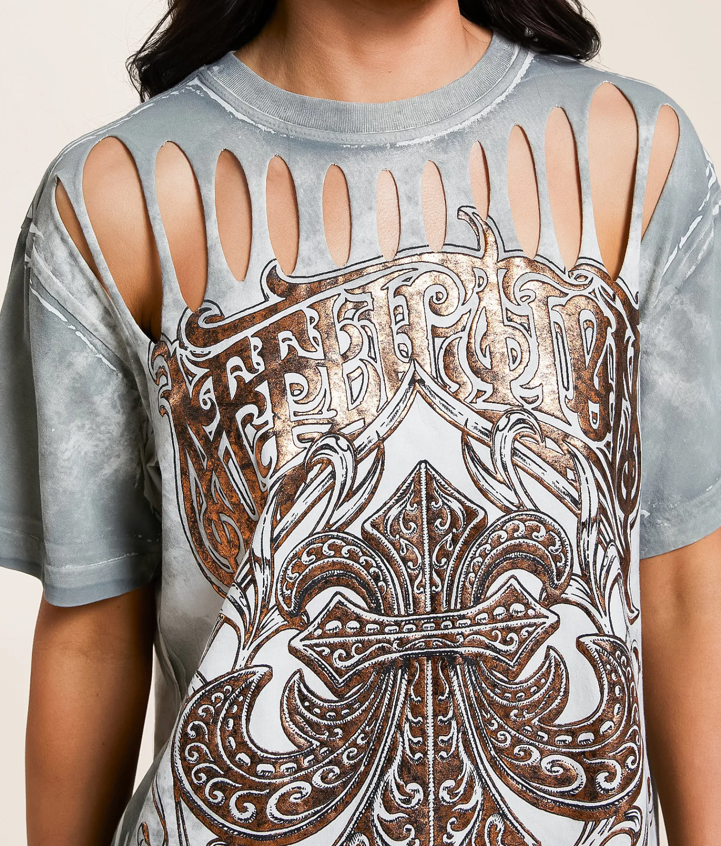 Tops | Affliction Legacy Cut-Out T-Shirt Off White Reactive