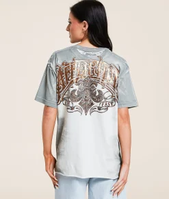 Tops | Affliction Legacy Cut-Out T-Shirt Off White Reactive