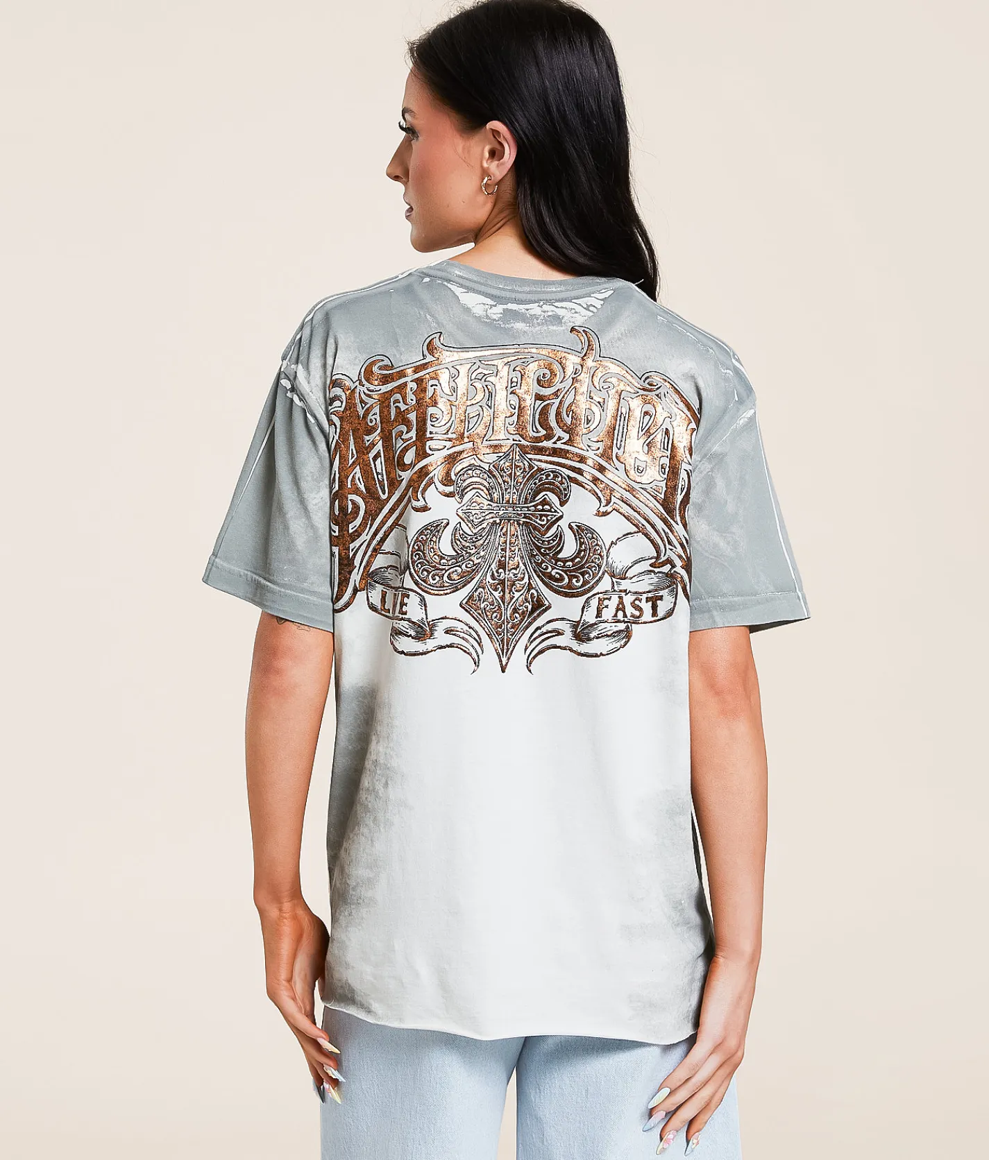Tops | Affliction Legacy Cut-Out T-Shirt Off White Reactive