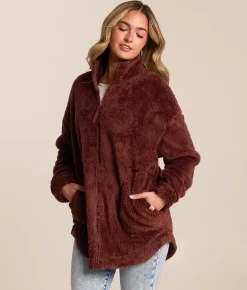 LIV Outdoor Leila Sherpa Fleece Insulated Jacket Bitter Chocolate Sale