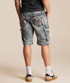 Bottoms|Shorts | Rock Revival Leland Denim Cargo Stretch Short Leland H203