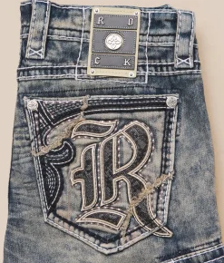 Bottoms|Shorts | Rock Revival Leland Denim Cargo Stretch Short Leland H203