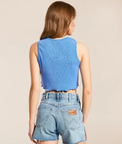 Modish Rebel Lemons Hanky Cropped Tank Top Blue Outlet