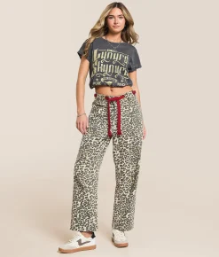 BiBi Leopard Print Barrel Pant Leopard Red Outlet