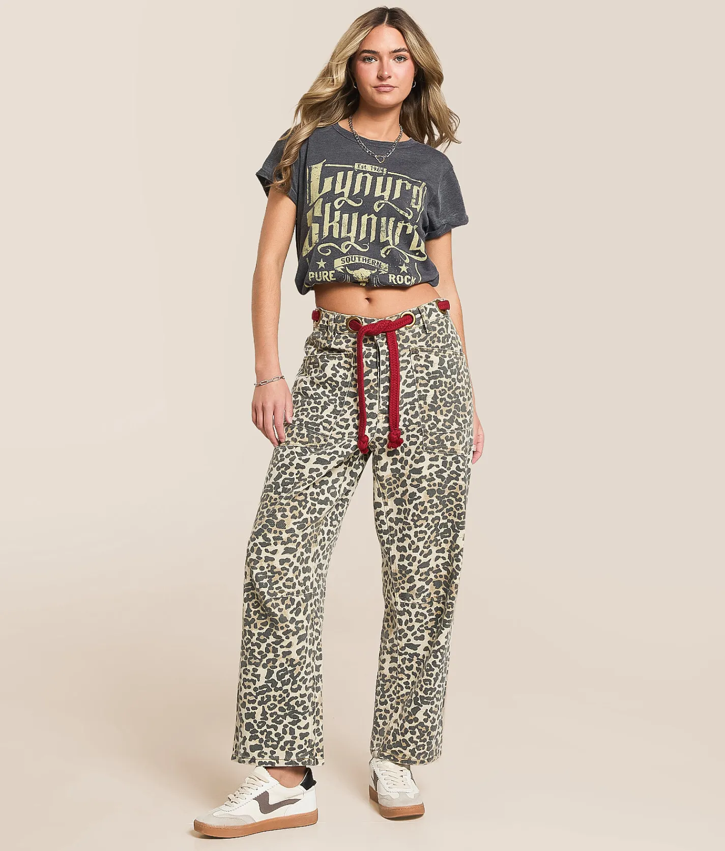 BiBi Leopard Print Barrel Pant Leopard Red Outlet