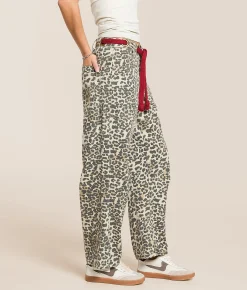 BiBi Leopard Print Barrel Pant Leopard Red Outlet