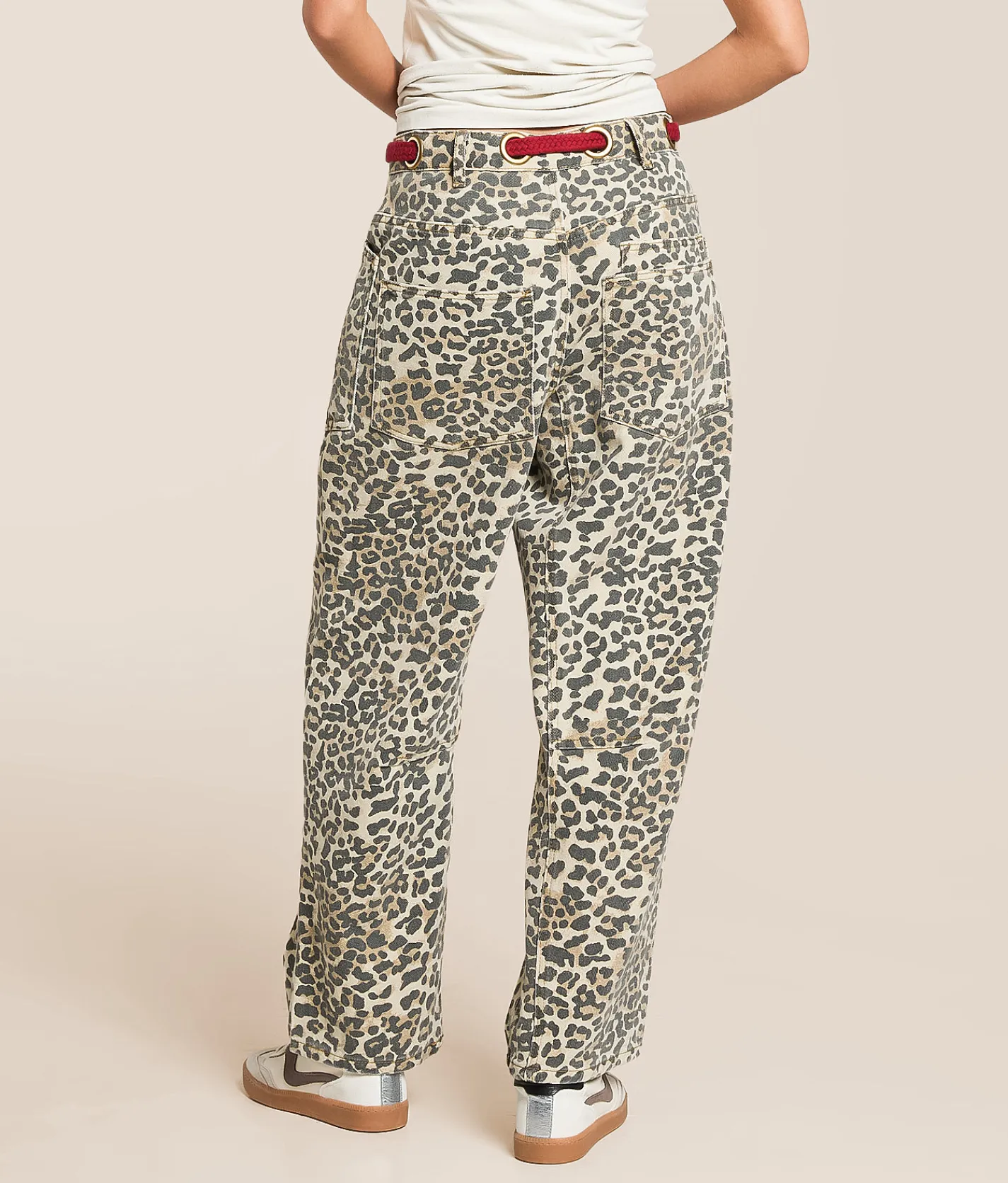 BiBi Leopard Print Barrel Pant Leopard Red Outlet