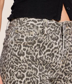 Miss Me Leopard Print High Rise Wide Leg Stretch Jean Beige Leopard Outlet