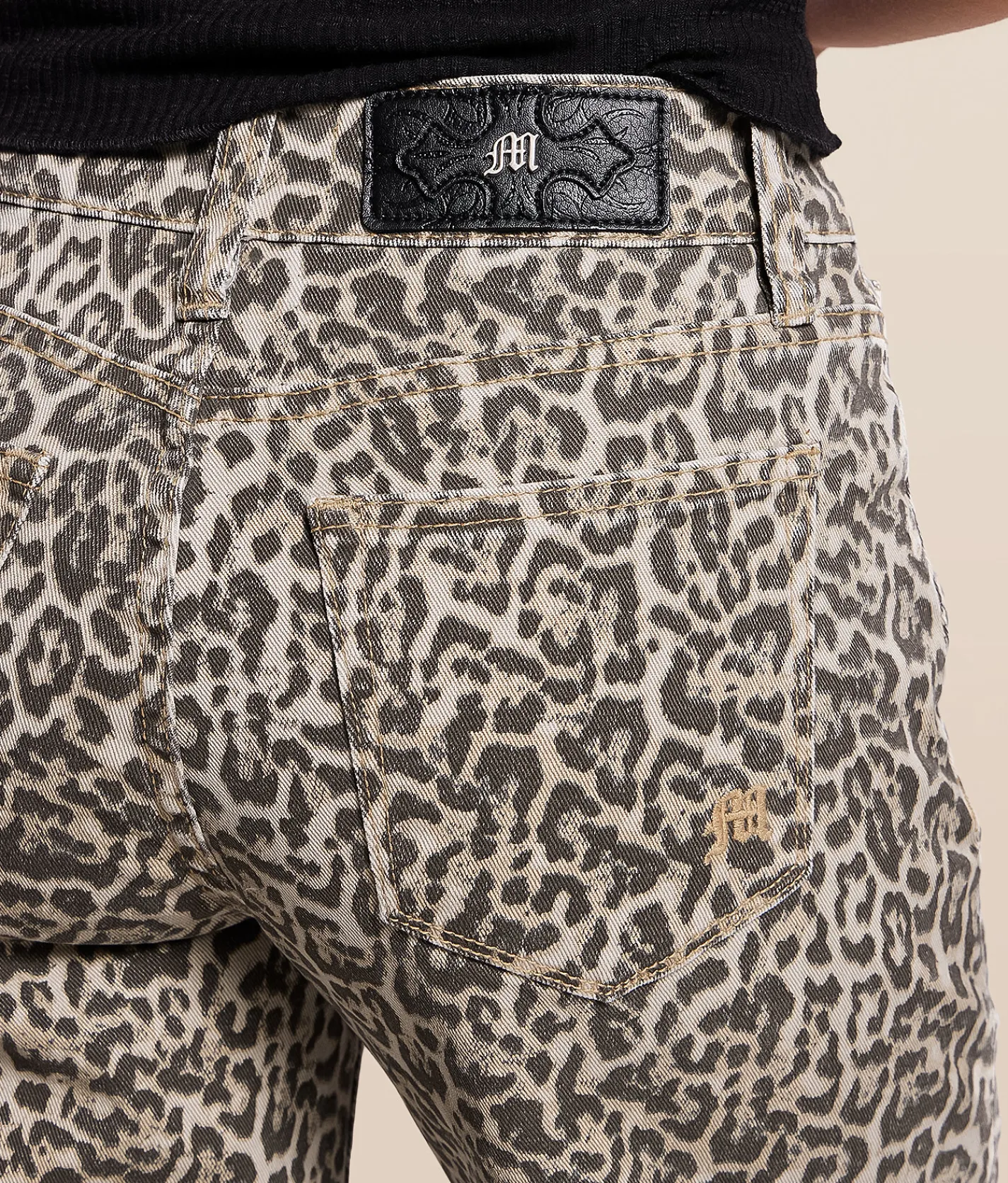 Miss Me Leopard Print High Rise Wide Leg Stretch Jean Beige Leopard Outlet