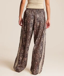 Willow & Root Leopard Print Wide Leg Pant Brown New