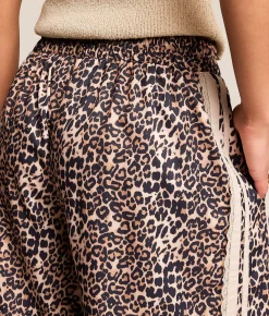Willow & Root Leopard Print Wide Leg Pant Brown New