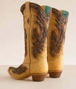 Shoes | Corral Leopard Western Leather Studded Boot Straw Brown