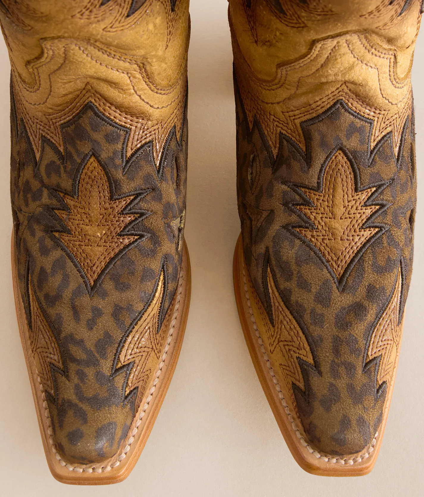 Shoes | Corral Leopard Western Leather Studded Boot Straw Brown