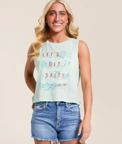 Tops | Salt Life Let's Get Salty Cropped Muscle Tank Top Soothing Sea