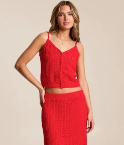 Z Supply Lexa Cropped Sweater Tank Top Kiss Me Red New
