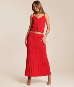 Bottoms | Z Supply Lexa Midi Sweater Skirt Kiss Me Red
