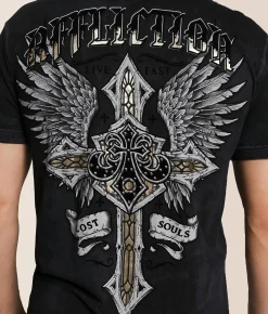 Tops|Graphic T-Shirts | Affliction Lifeline T-Shirt Black Lava Wash