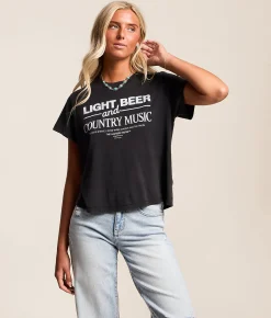 Tops | The Laundry Room Light Beer & Country Music T-Shirt Black Snow