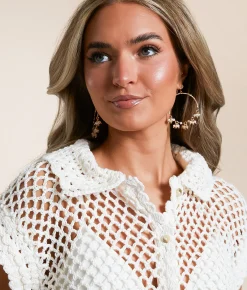 Free People Lili Crochet Sweater Coconut Milk Hot