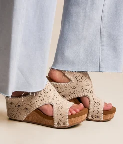 Very G Lilly Laser-Cut Wedge Sandal Cream