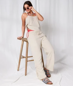 33 Coastal Linen Blend Tank Top Oatmeal New