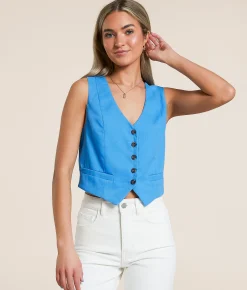 Tops|Coats & Jackets | Double Zero Linen Blend Vest