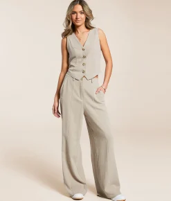 Willow & Root Linen Blend Vest Taupe New