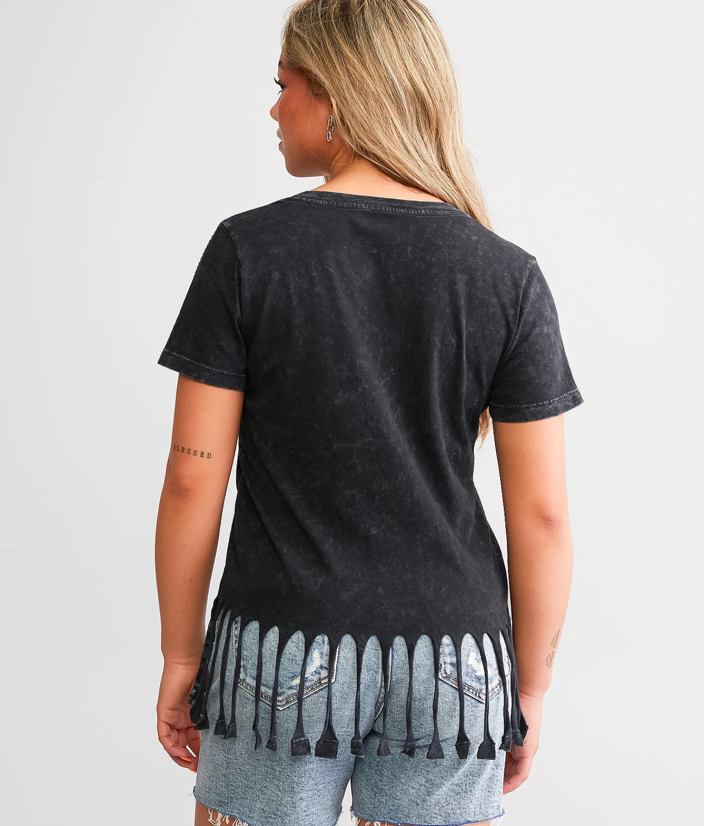 Tops | Affliction Little Bighorn Fringe T-Shirt Black Lava Wash