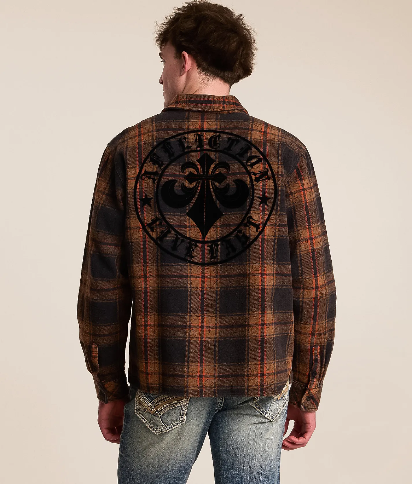 Tops | Affliction Live Fast Flannel Shirt Black Brown
