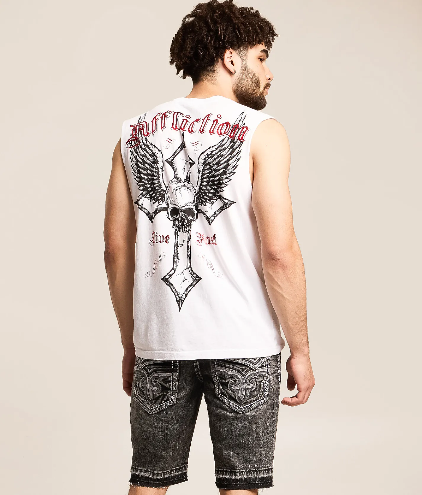 Tops | Affliction Live Fast Muscle Tank Top White