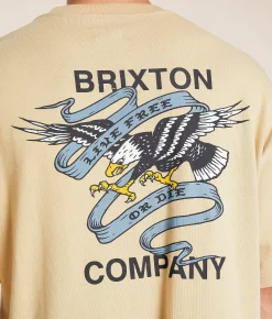 Graphic T-Shirts | Brixton Live Free Heavyweight T-Shirt Cream Classic Wash