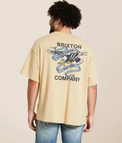 Graphic T-Shirts | Brixton Live Free Heavyweight T-Shirt Cream Classic Wash
