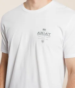 Ariat Lockup Flag T-Shirt White New