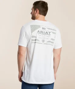 Ariat Lockup Flag T-Shirt White New