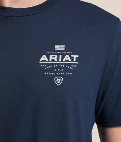 Ariat Lockup Flag T-Shirt Blue Dusk Online