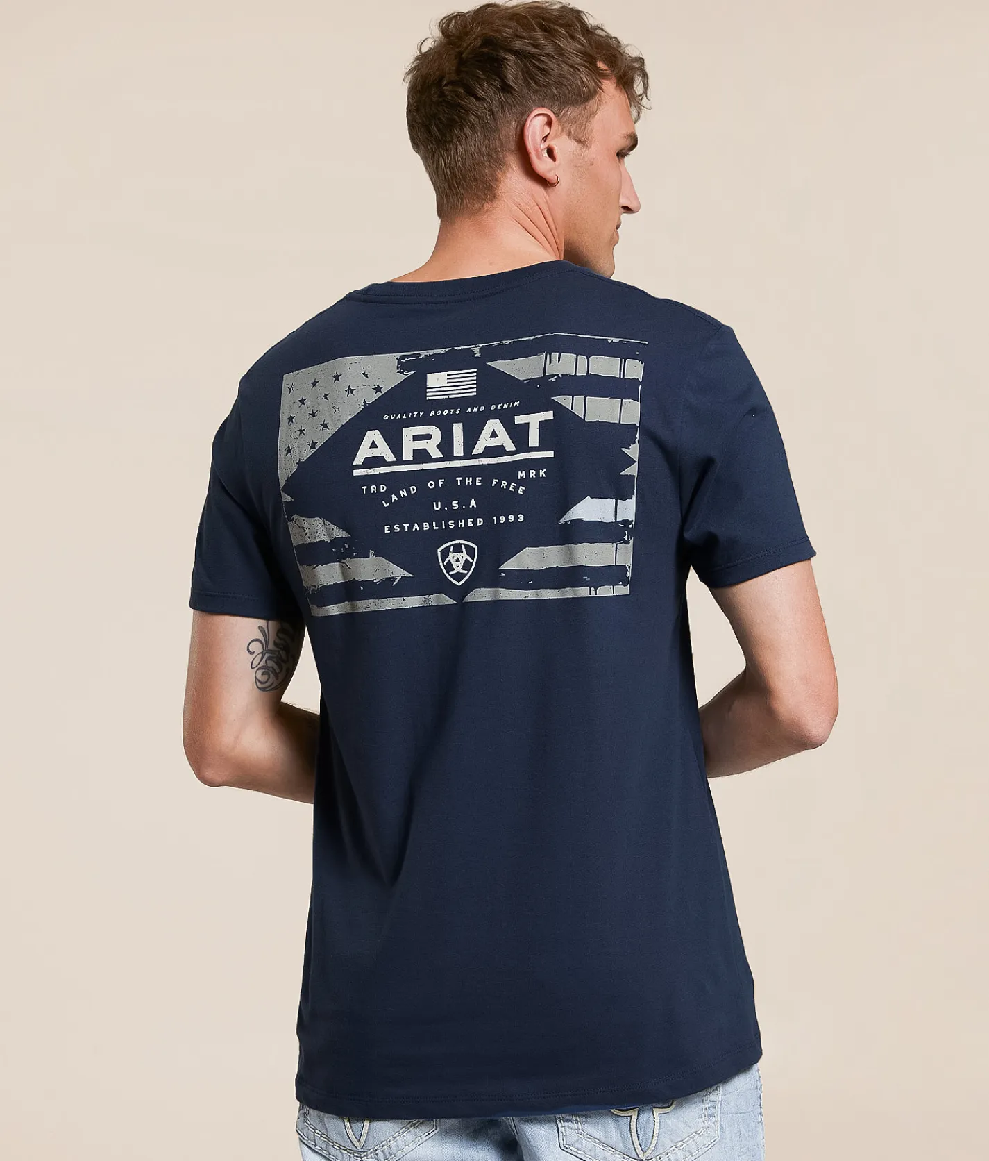 Ariat Lockup Flag T-Shirt Blue Dusk Online