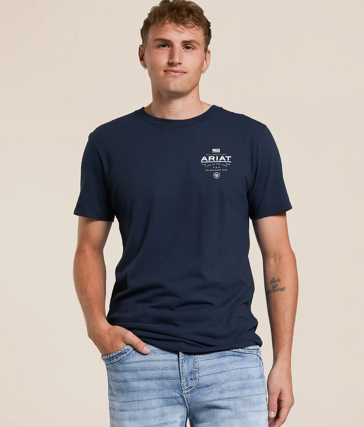 Ariat Lockup Flag T-Shirt Blue Dusk Online