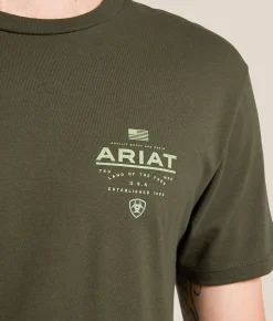 Ariat Lockup Flag T-Shirt Forest Night Hot