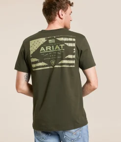 Ariat Lockup Flag T-Shirt Forest Night Hot