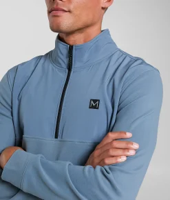 Tops | Maven Co-op Lodge Fleece Quarter Zip Pullover Muted Blue