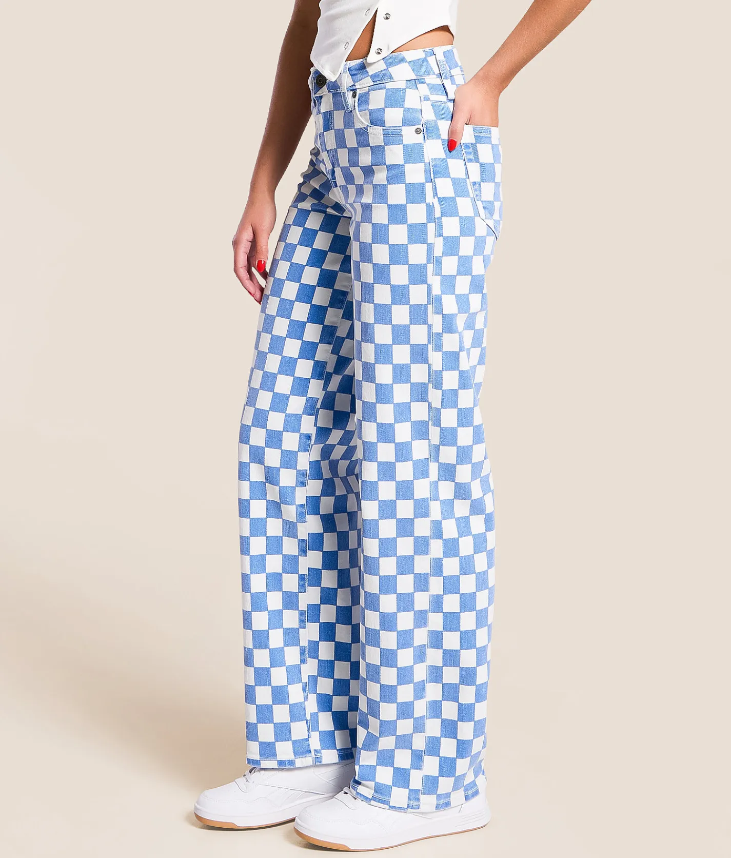 Jeans|Bottoms | HIDDEN Logan Dad Checkered Stretch Jean Blue Checker
