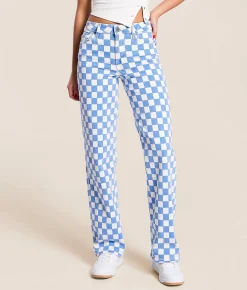 Jeans|Bottoms | HIDDEN Logan Dad Checkered Stretch Jean Blue Checker