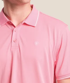 Ariat Logo Fitted TEK Polo Pink Drink Hot
